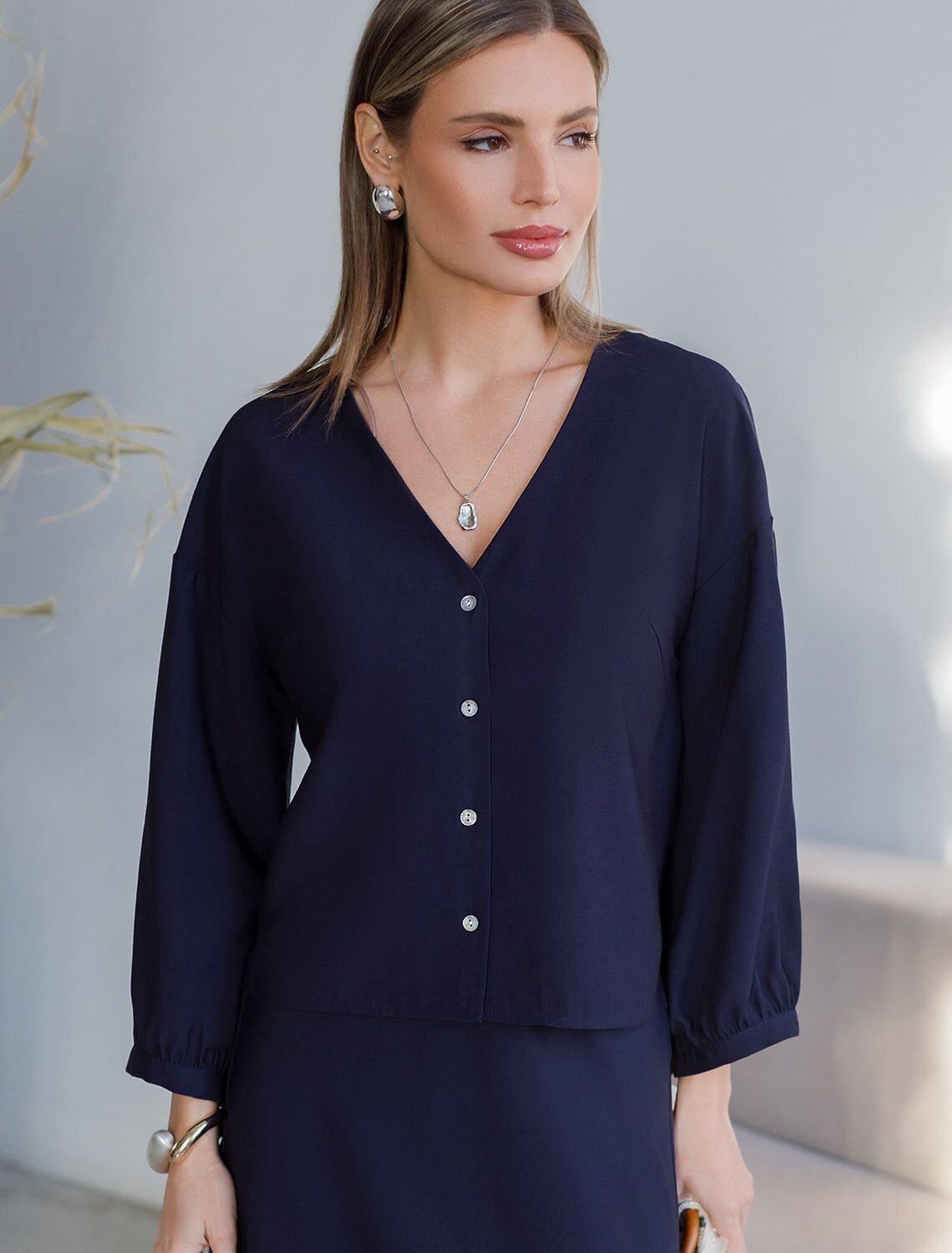 VILATTE Блузка 588337 D29.356 темно-синий