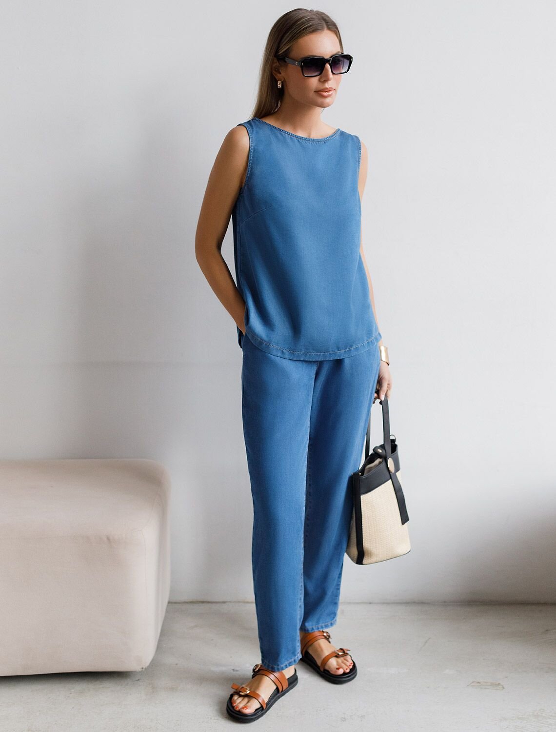 VILATTE Брюки 588346 D54.257 светло-синий