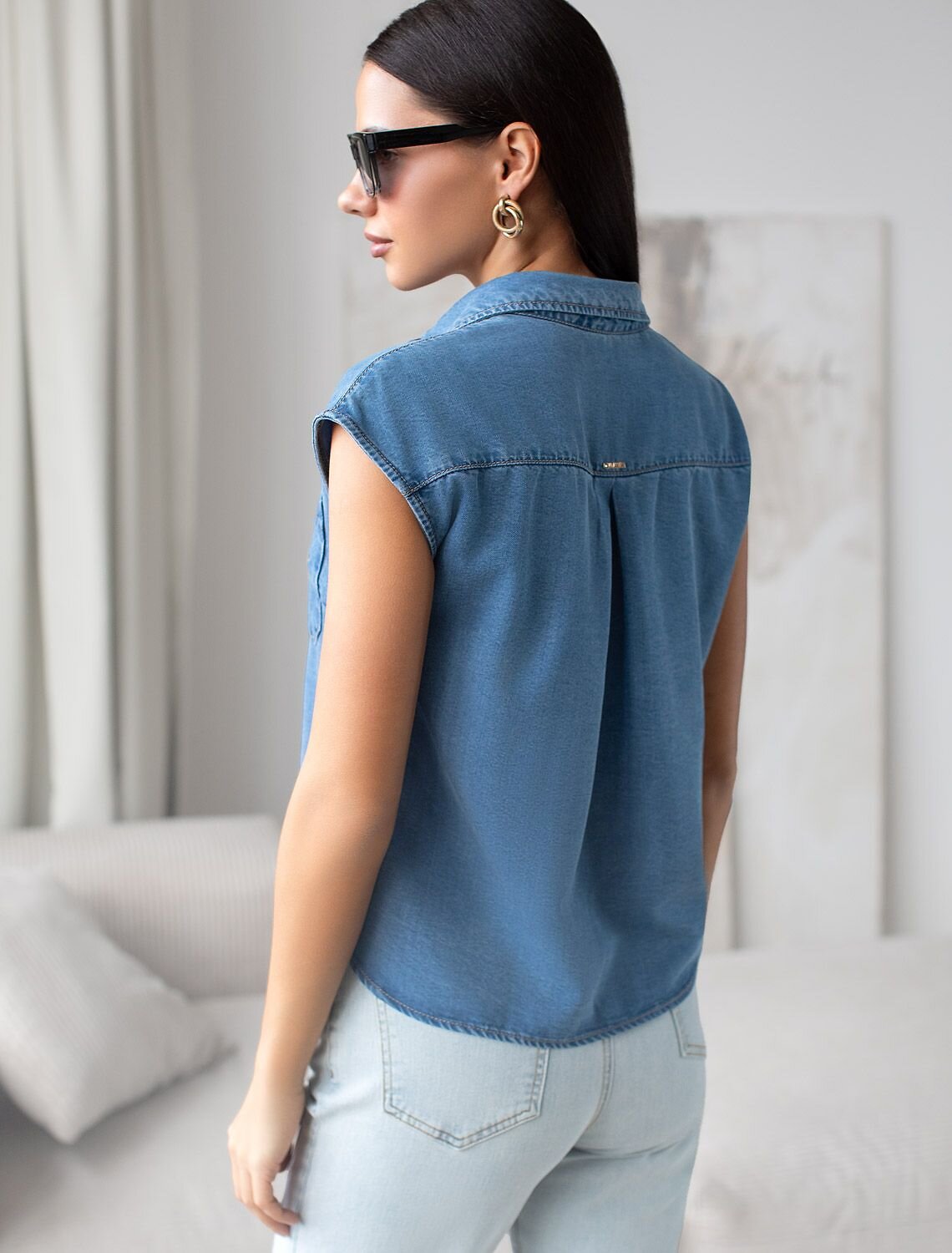 VILATTE Блузка 588349 D59.018 светло-синий