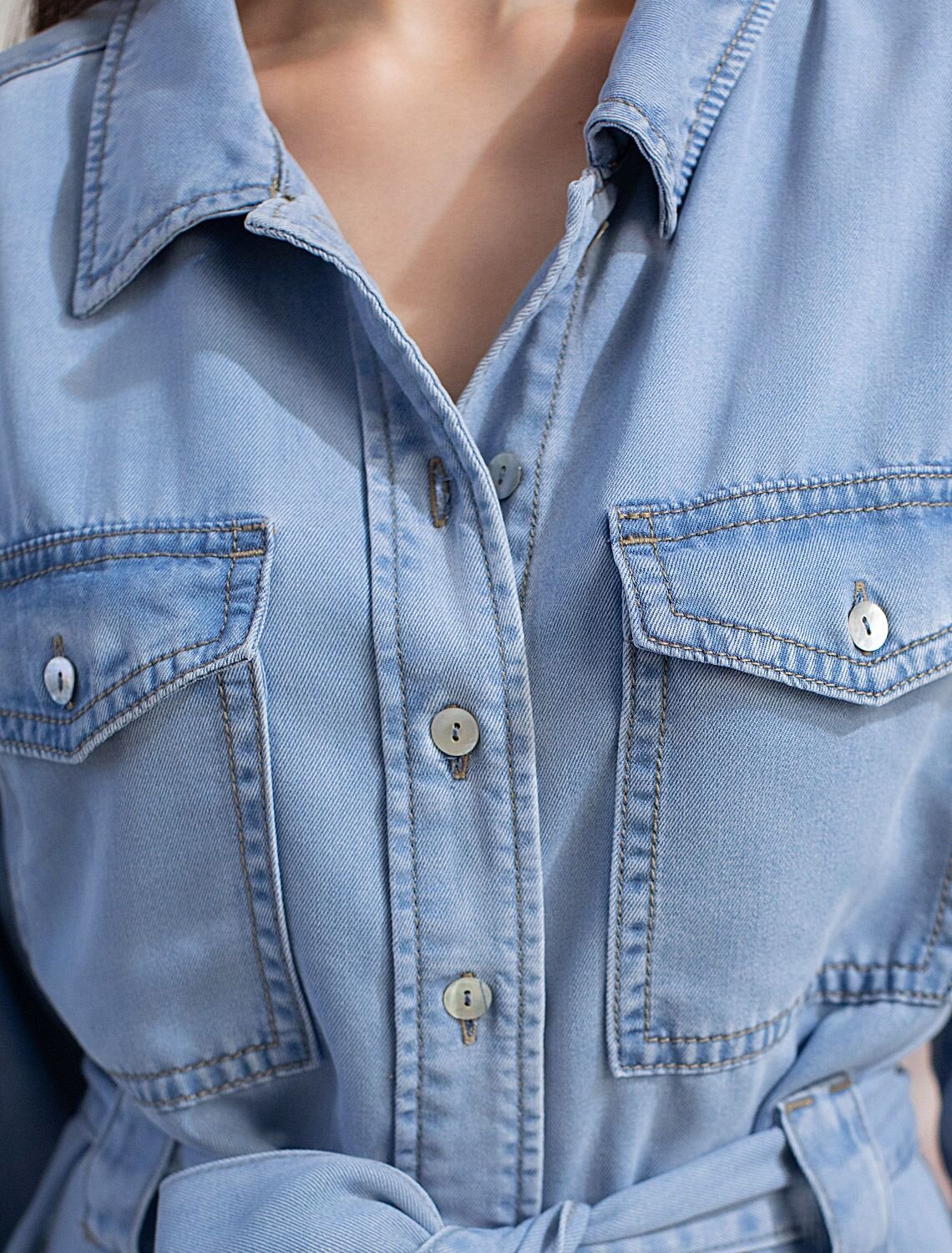 VILATTE Блузка 588350 D59.020 светло-голубой