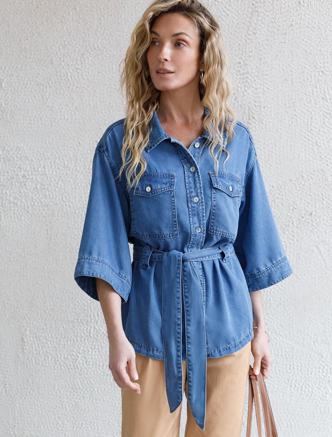 VILATTE Блузка 588351 D59.020 светло-синий