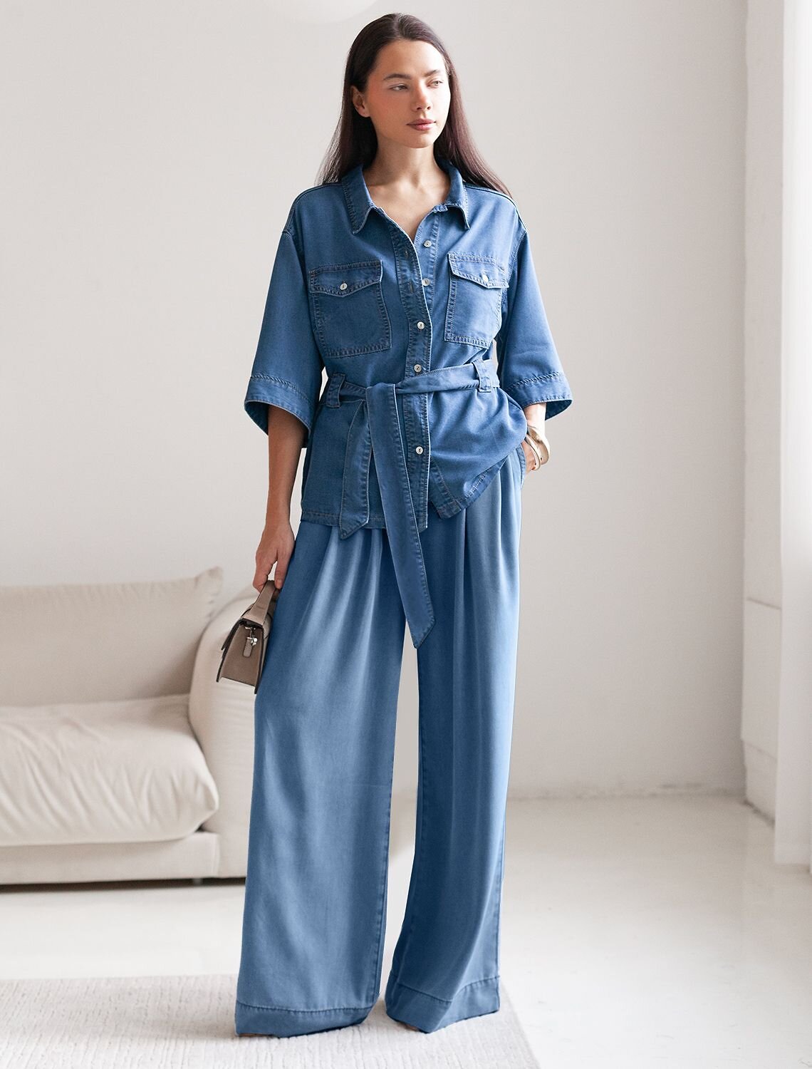 VILATTE Блузка 588351 D59.020 светло-синий