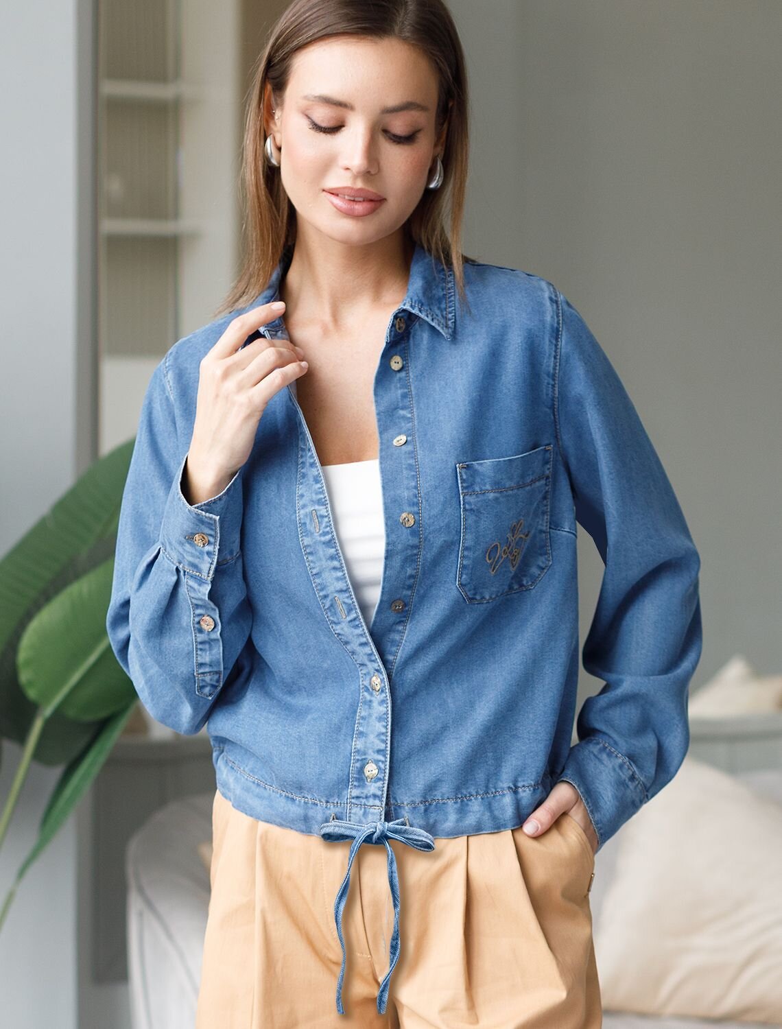 VILATTE Блузка 588352 D59.021 светло-синий