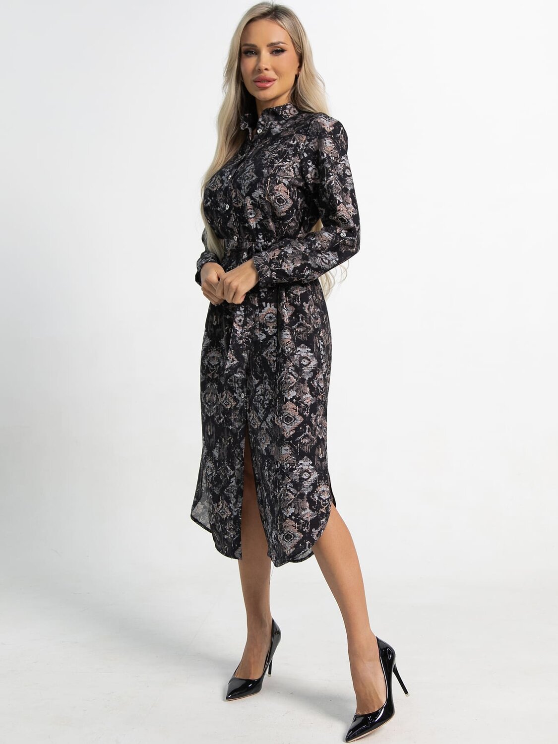 LT Collection Платье-рубашка 588481 П15483-10М черный