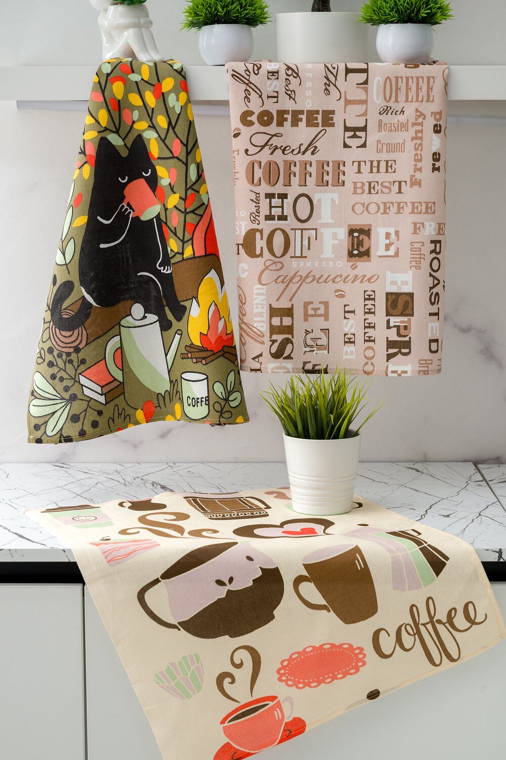 Натали Полотенце 588512 Набор кухонных полотенец Время чаепития бежевый