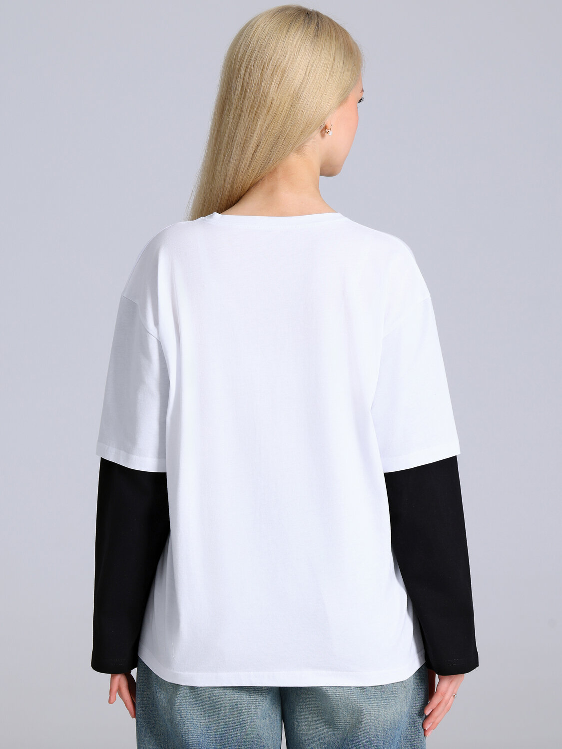 Апрель Лонгслив 588609 1ЖДЛД5038001 белый+черный