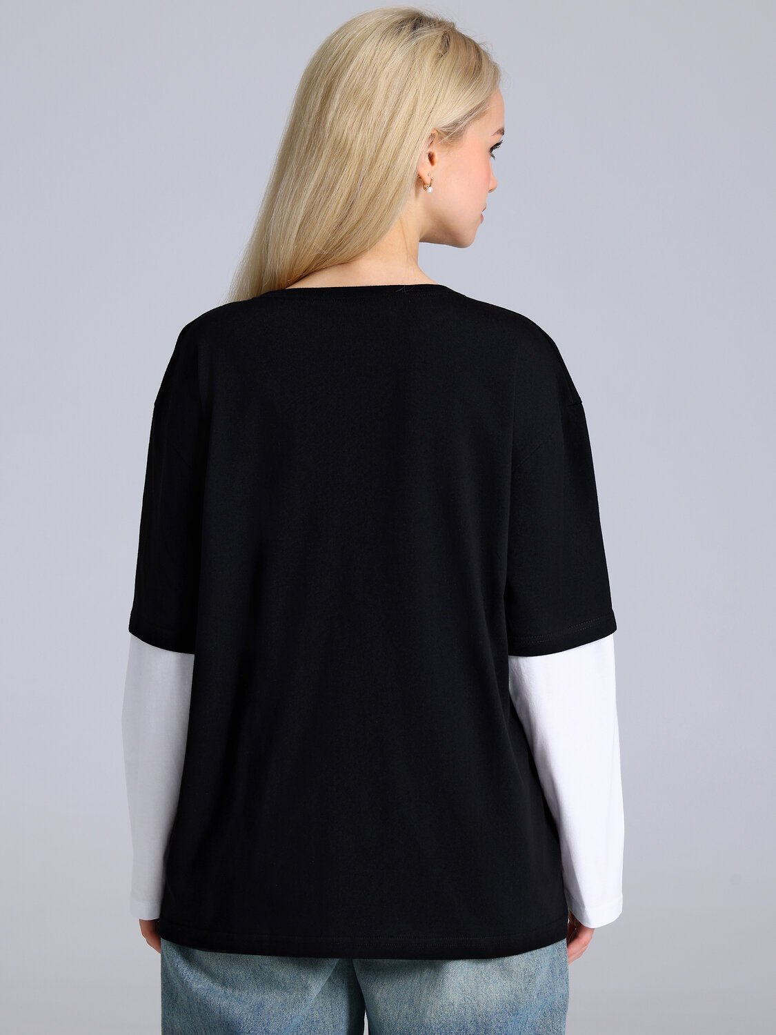 Апрель Лонгслив 588610 1ЖДЛД5038001 черный+белый