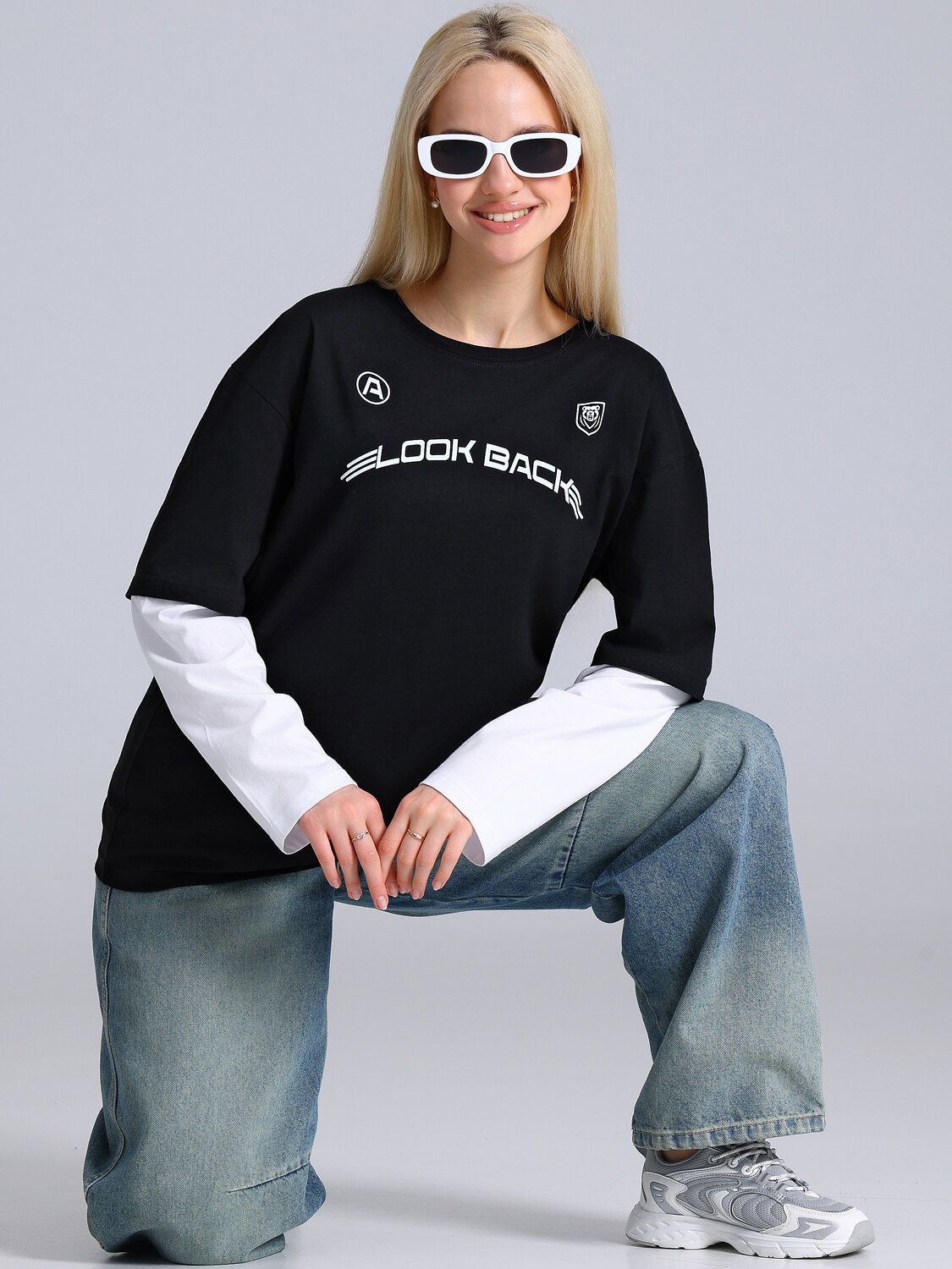 Апрель Лонгслив 588610 1ЖДЛД5038001 черный+белый
