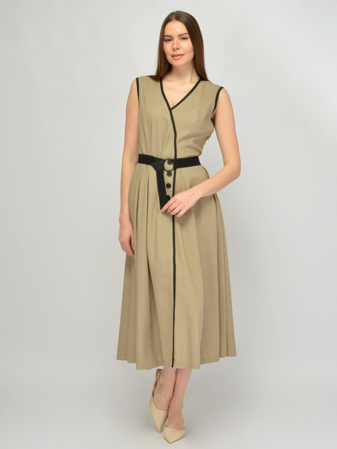 VISERDI Платье 588725 10468-беж 4561675 бежевый, черный