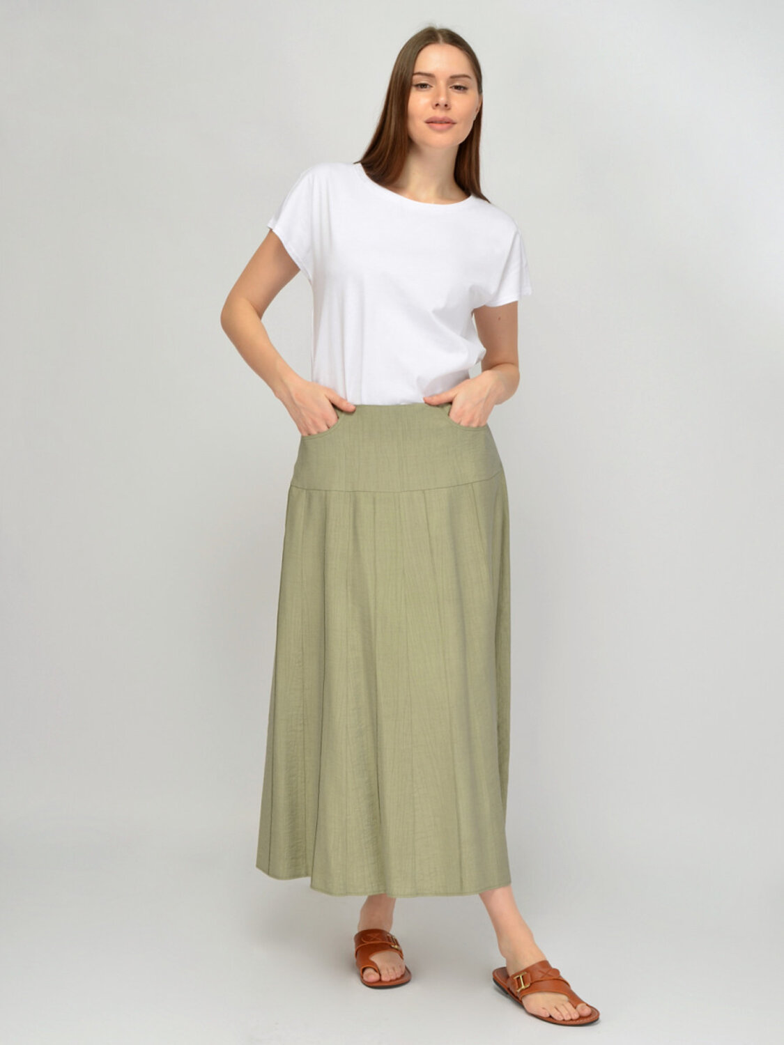 VISERDI Юбка 588728 10472-олв 9561005 оливковый