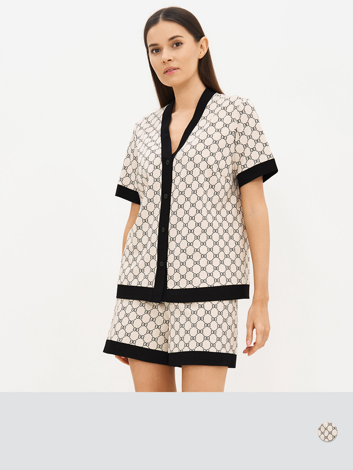 Omsa Пижама 588813 OmD 0240D ALTA MODA Пижама принт. женская (Рубашка кор.рукав+Шорты), CO Beige (Бежевый)