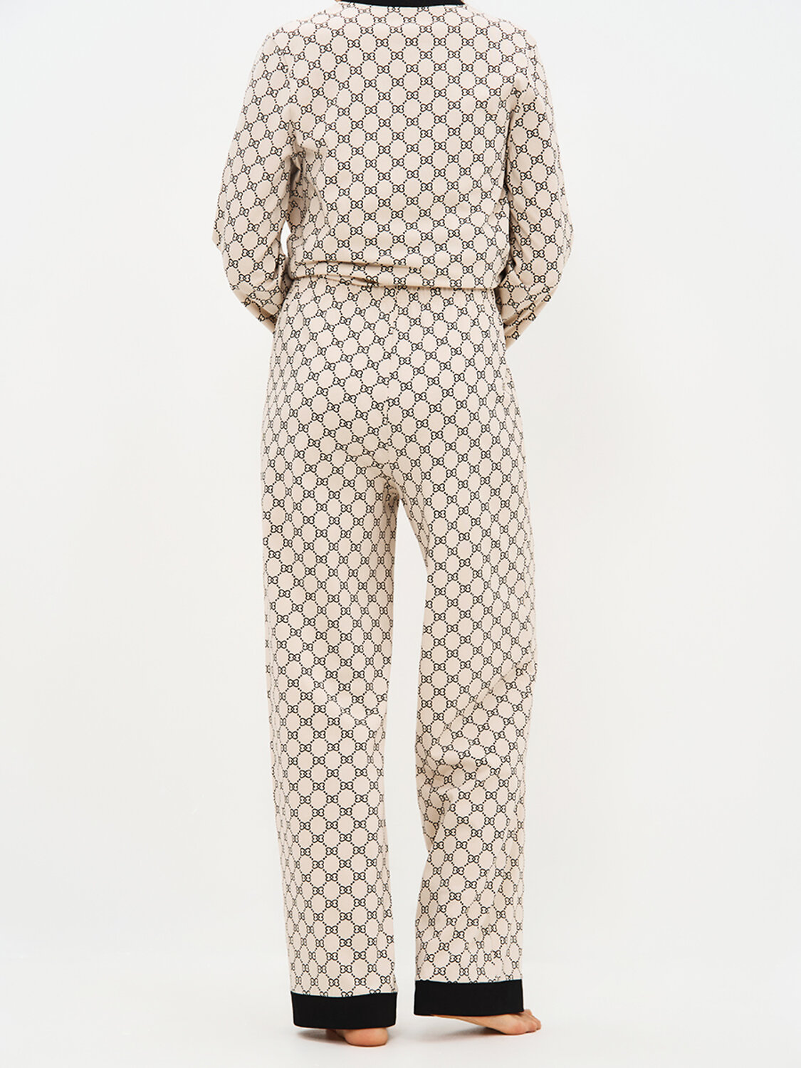 Omsa Пижама 588814 OmD 0232D ALTA MODA Пижама принт. женская (Рубашка+Брюки прямые), CO Beige (Бежевый)