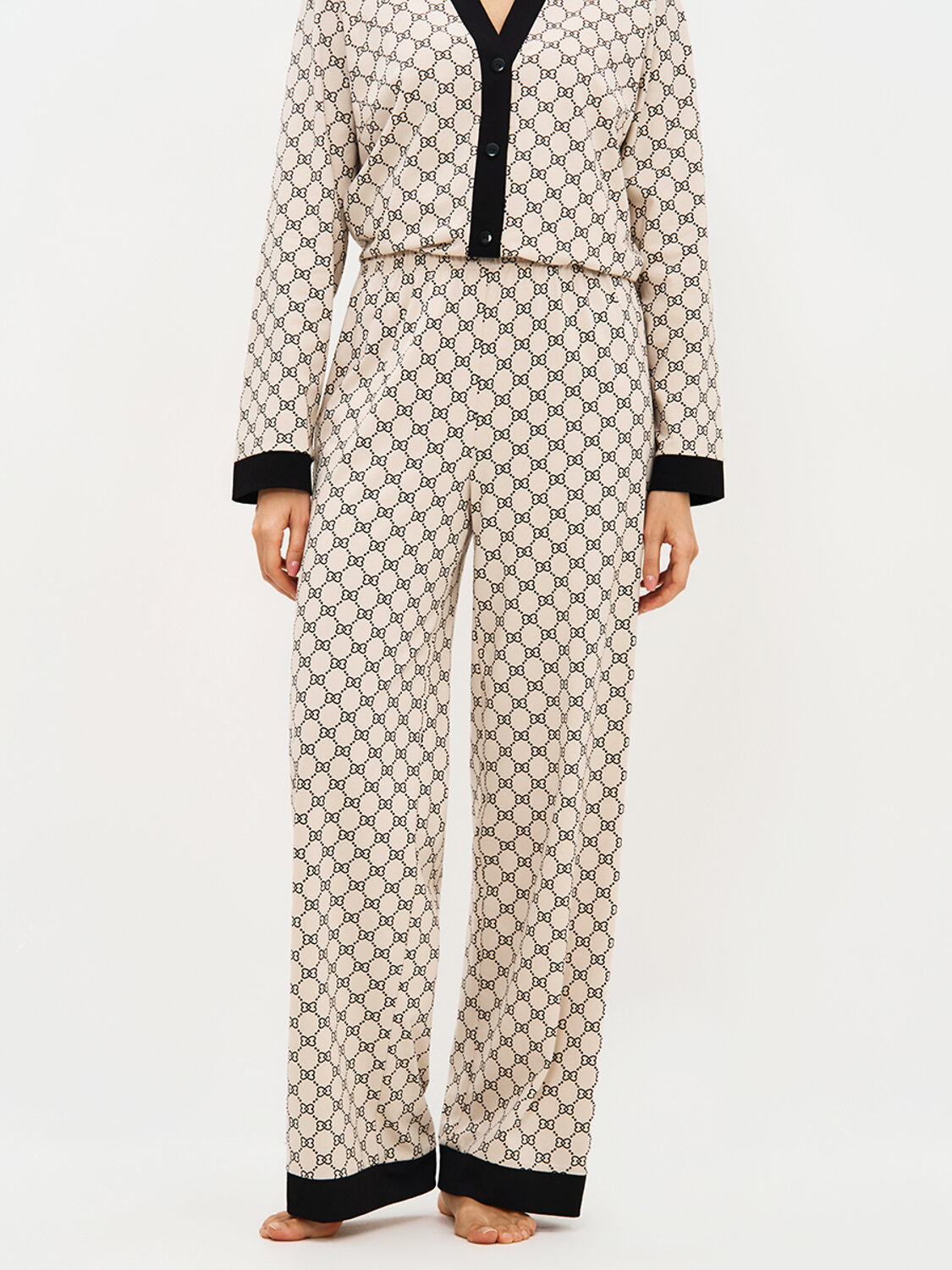 Omsa Пижама 588814 OmD 0232D ALTA MODA Пижама принт. женская (Рубашка+Брюки прямые), CO Beige (Бежевый)