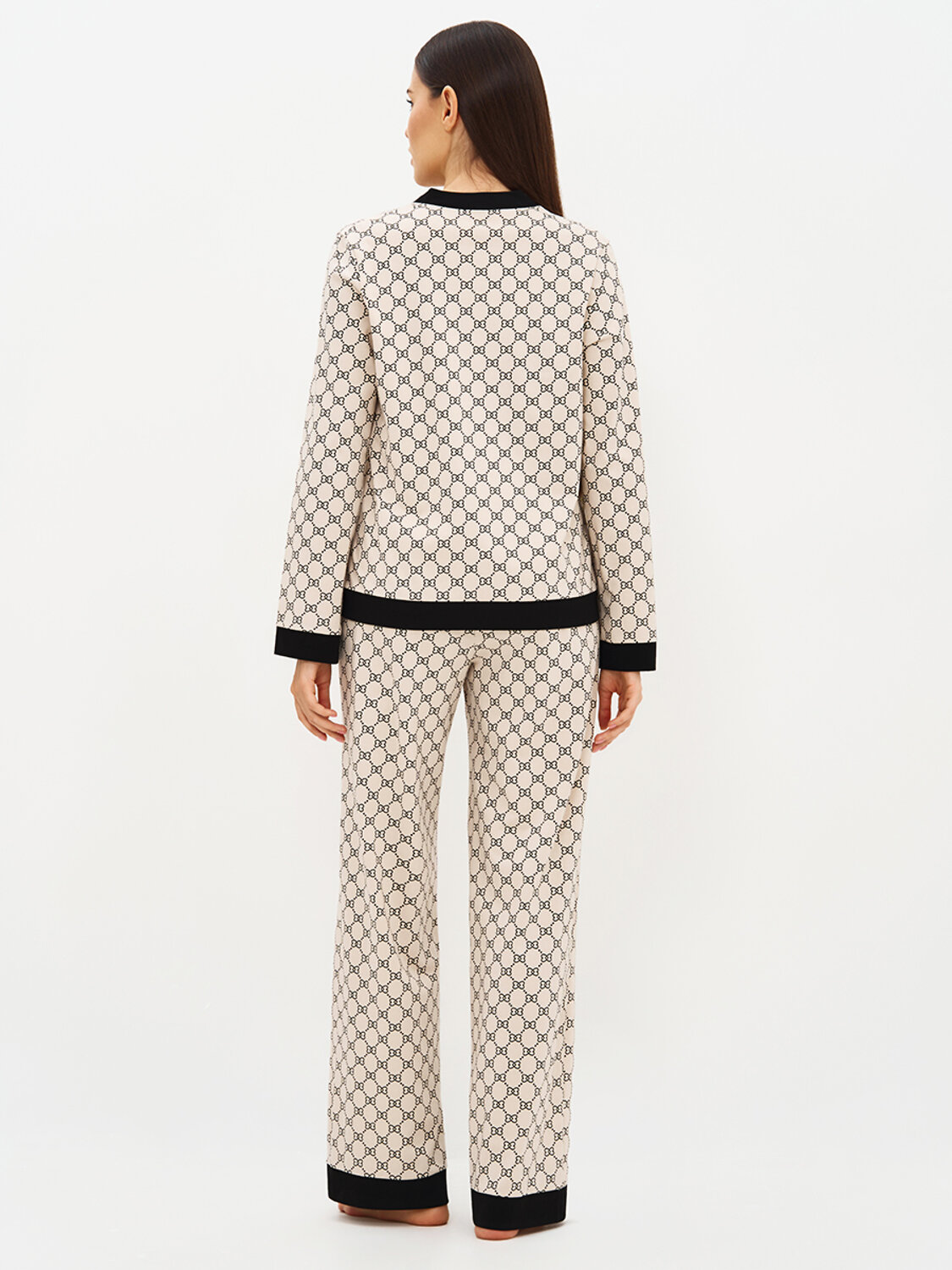 Omsa Пижама 588814 OmD 0232D ALTA MODA Пижама принт. женская (Рубашка+Брюки прямые), CO Beige (Бежевый)