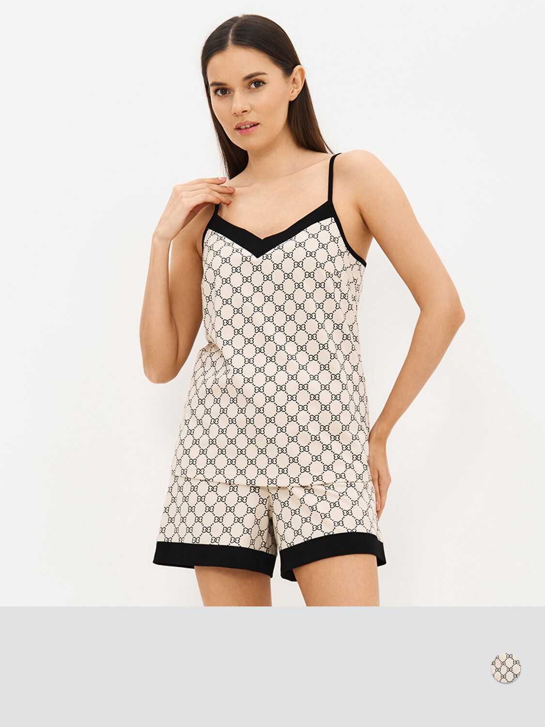 Omsa Пижама 588815 OmD 0222D ALTA MODA Пижама принт. женская (Топ+Шорты), CO Beige (Бежевый)