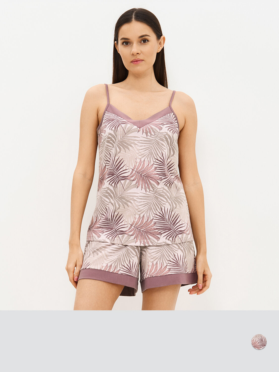 Omsa Пижама 588817 OmD 0222D SELVATICA Пижама принт. женская (Топ+Шорты), CO Rosa Cashmere (Розовый)