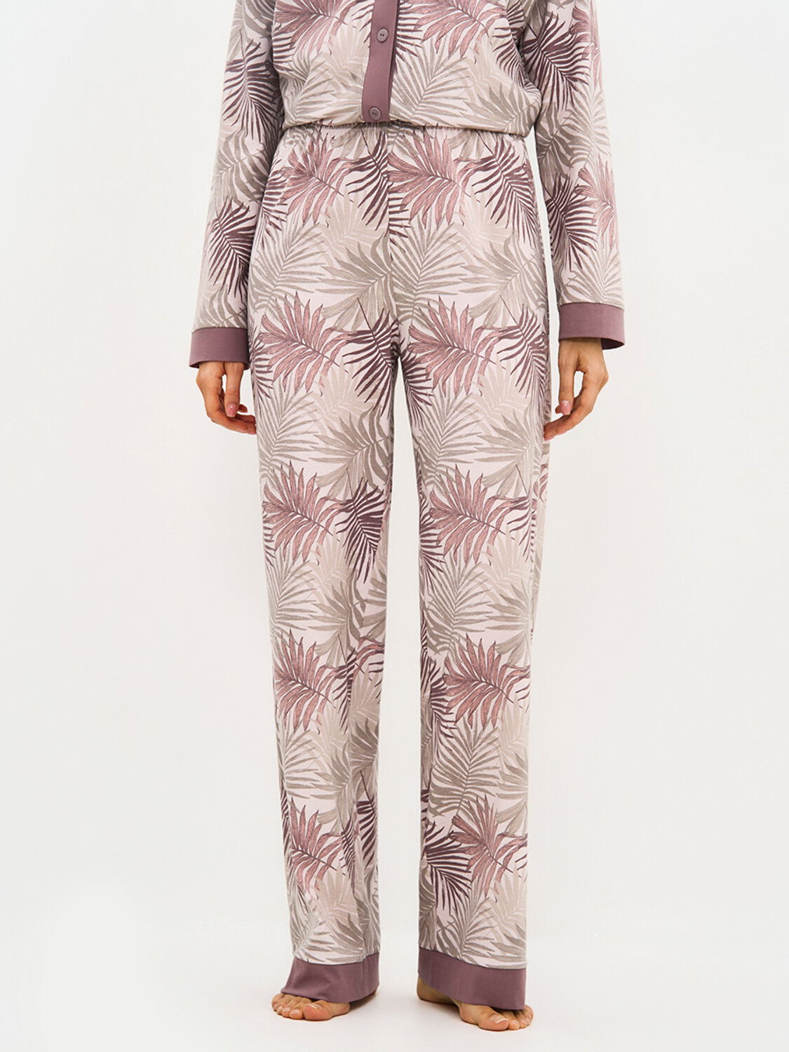 Omsa Пижама 588818 OmD 0232D SELVATICA Пижама принт. женская (Рубашка+Брюки прямые), CO Rosa Cashmere (Розовый)