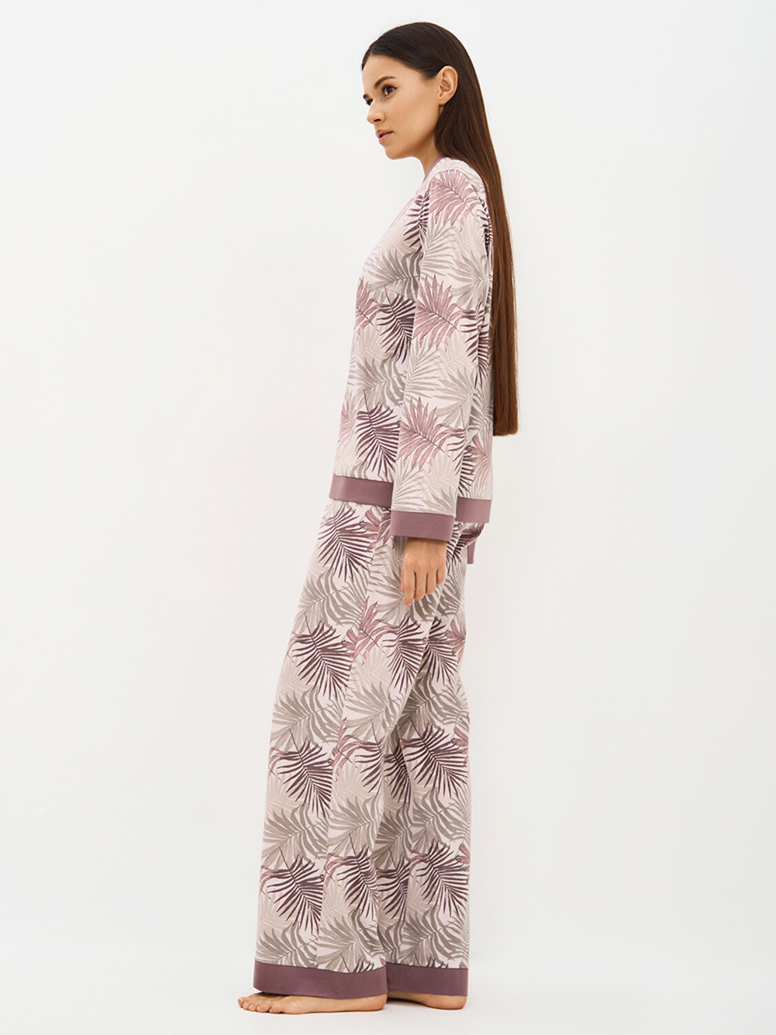 Omsa Пижама 588818 OmD 0232D SELVATICA Пижама принт. женская (Рубашка+Брюки прямые), CO Rosa Cashmere (Розовый)