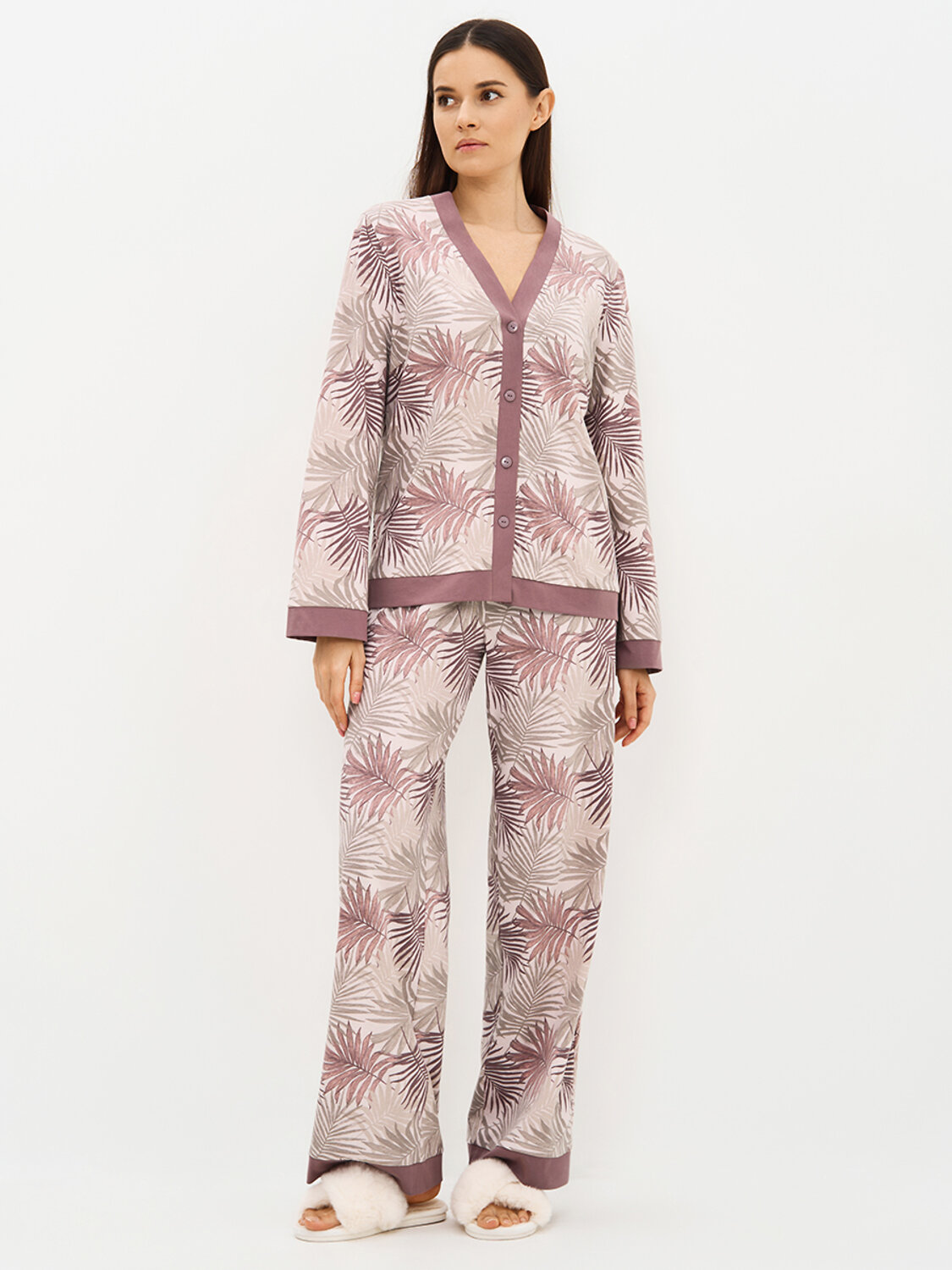 Omsa Пижама 588818 OmD 0232D SELVATICA Пижама принт. женская (Рубашка+Брюки прямые), CO Rosa Cashmere (Розовый)