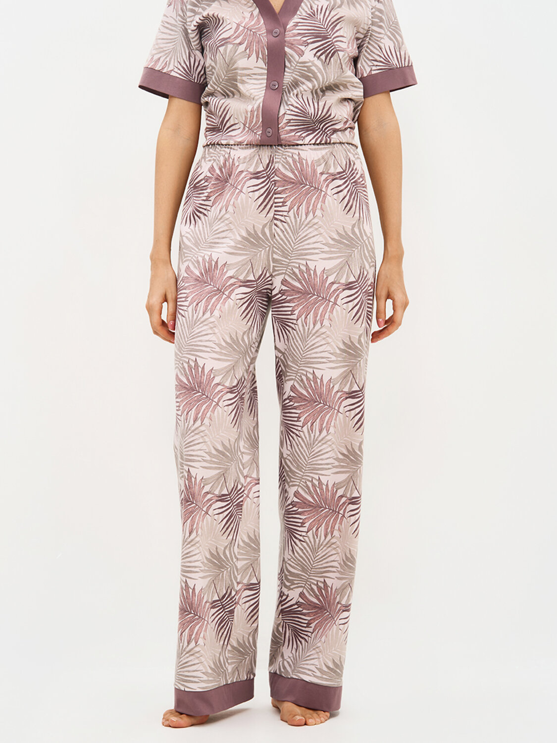 Omsa Пижама 588820 OmD 0244D SELVATICA Пижама принт. жен.(Рубашка кор.рукав+Брюки прямые), CO Rosa Cashmere (Розовый)
