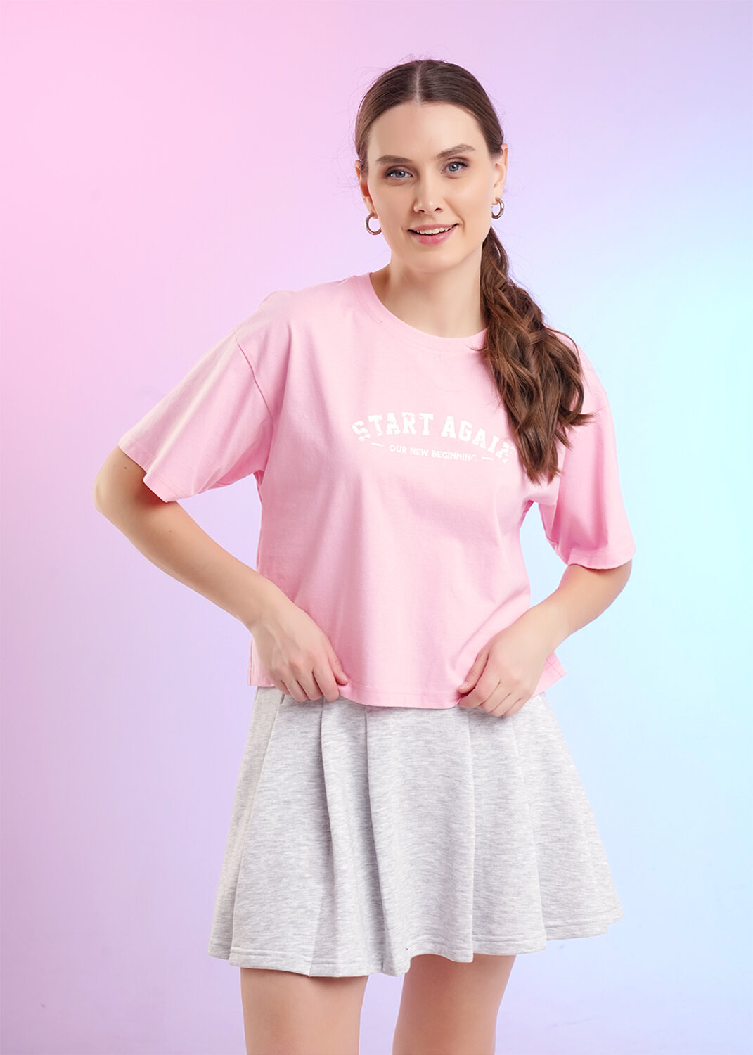 CLEVER Юбка 588901 LSC26-1229 мел меланж св.серый