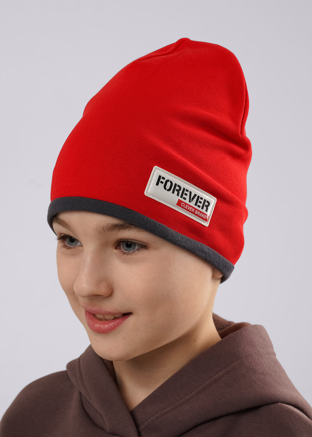 CLEVER Шапка 588929 565712р т.серый/красный