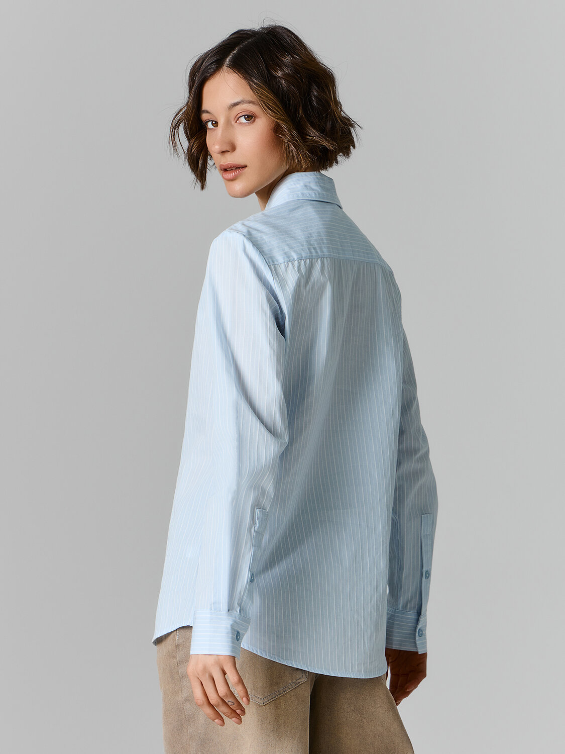 MARK FORMELLE Рубашка 589061 122880 полоска на серо -голубом