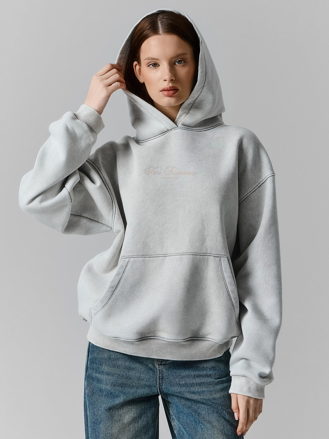 MARK FORMELLE Худи 589185 122524 ACID WASH пепельный +печать