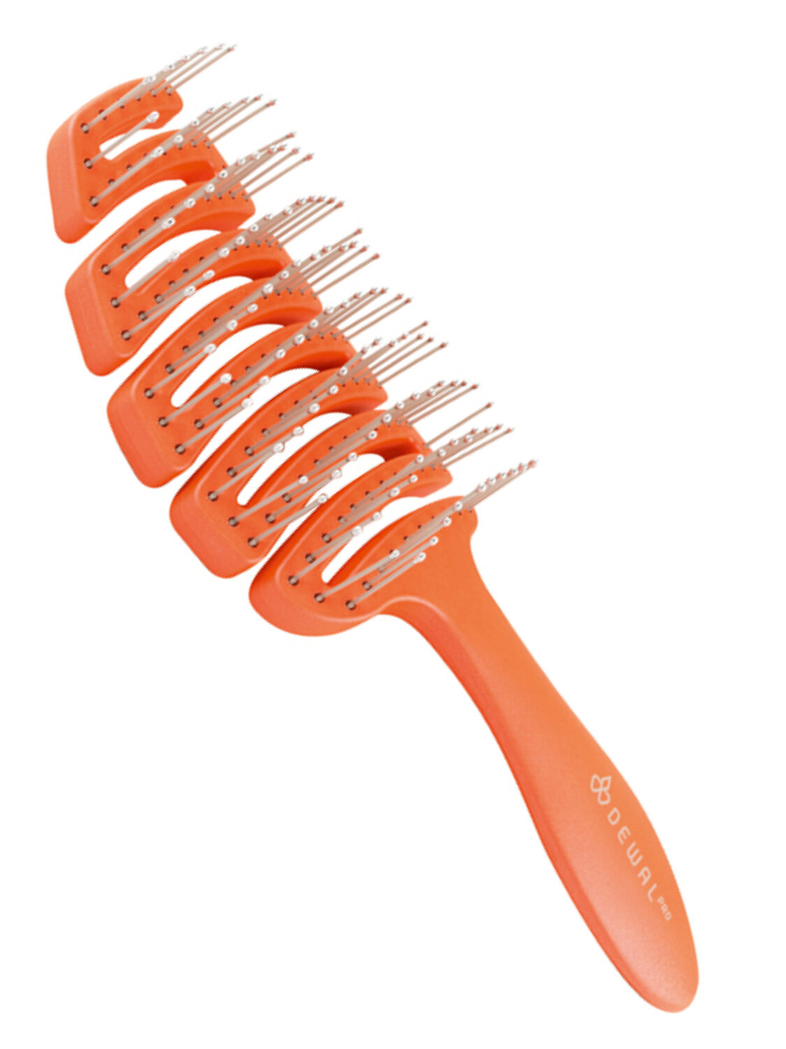 Dewal Щетка для волос туннельная с нейлоновой щетиной, 12 рядов, оранжевый 589378 21106 