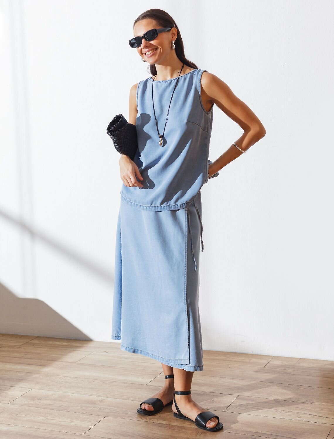 VILATTE Юбка 589507 D56.127 светло-голубой