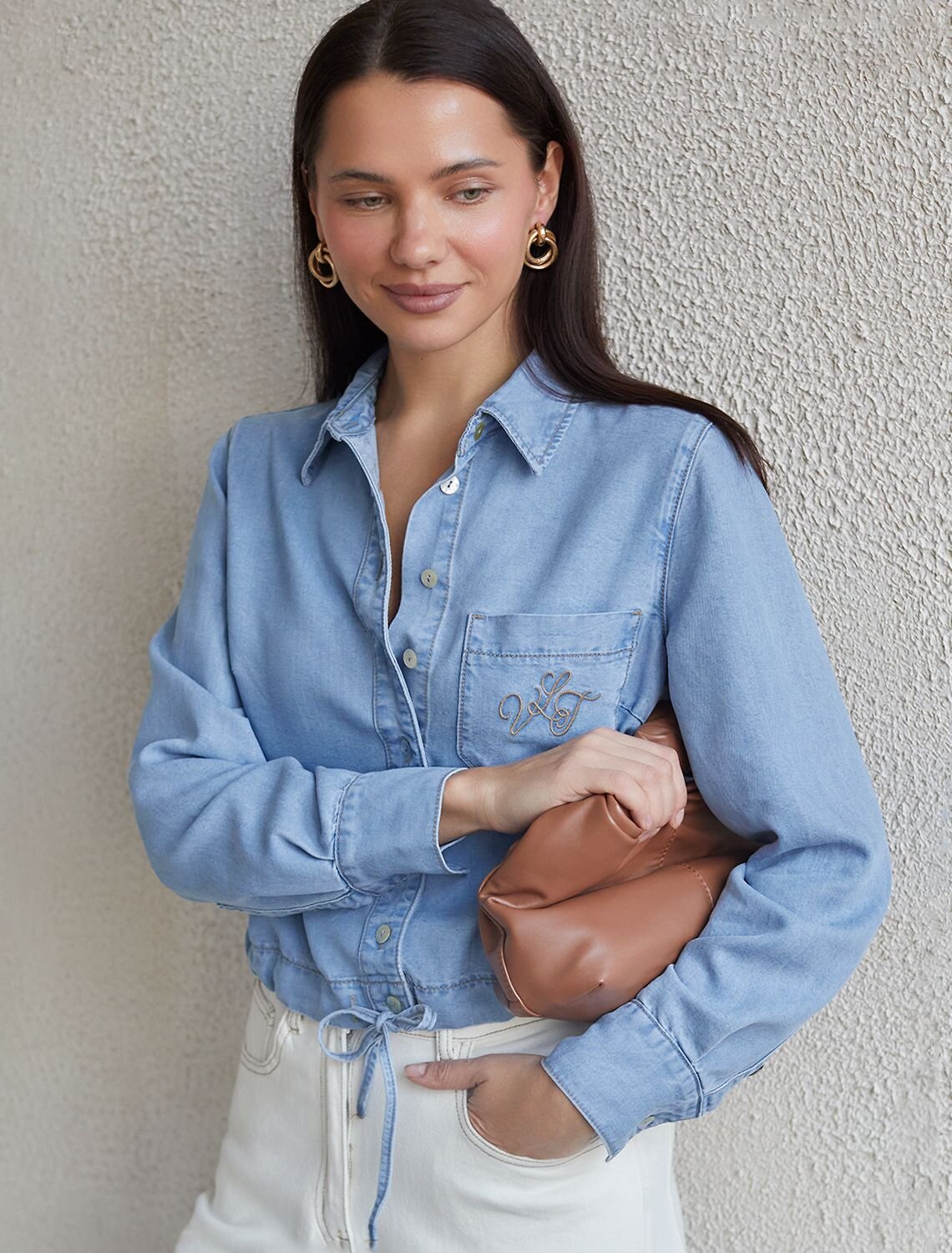 VILATTE Блузка 589508 D59.021 светло-голубой