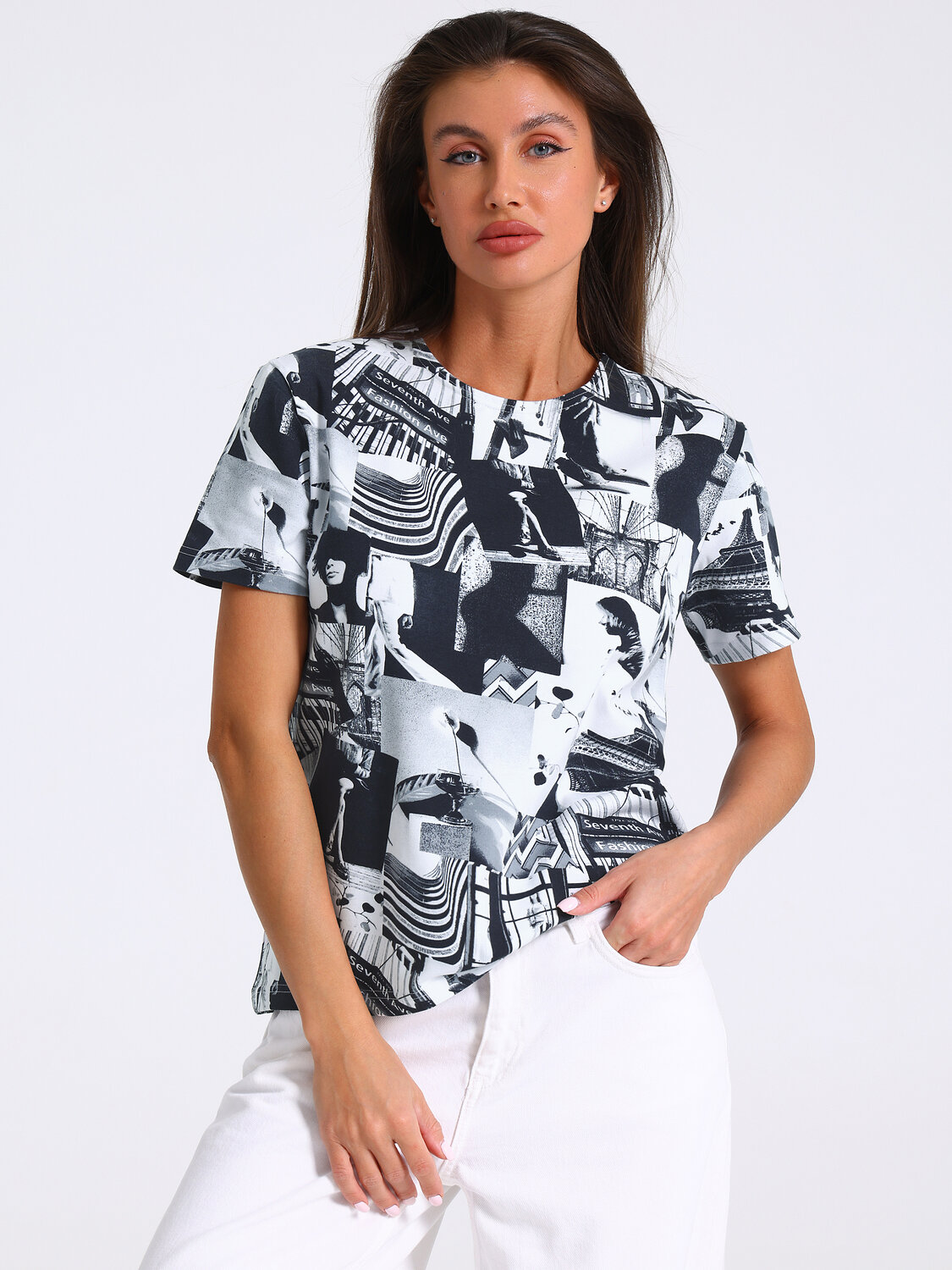 Апрель Футболка 589513 1ЖДФК3302804н черно-белые снимки