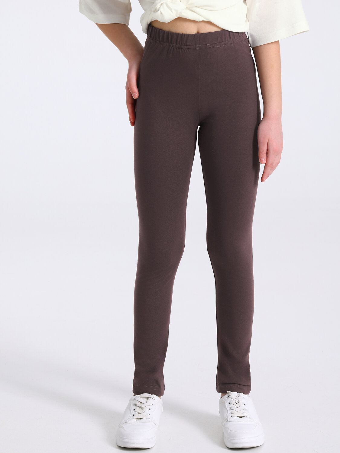 Апрель Легинсы 589522 2ДРЛ5821804н темно-коричневый+черные бантики на бежевом