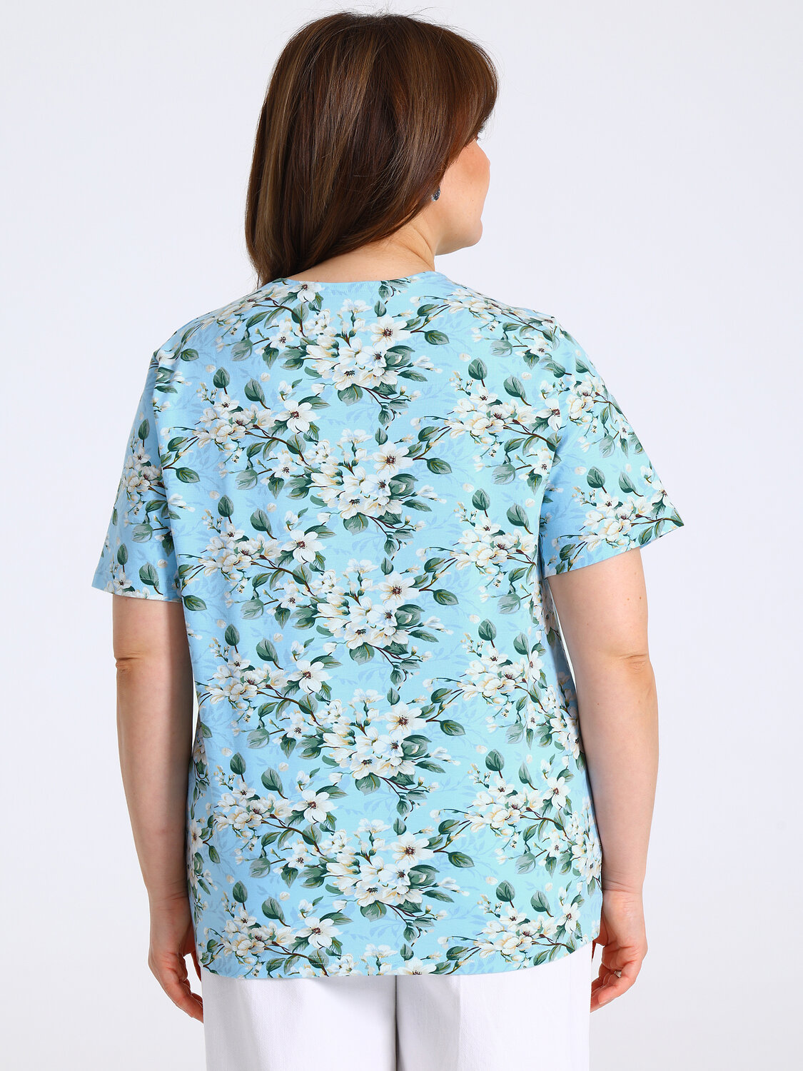 Апрель Футболка 589526 1ЖДФК3305804н яблоневый цвет на светло-голубом