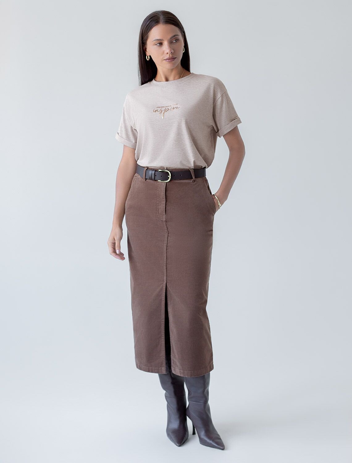 VILATTE Футболка 589704 D49.117 кофейный меланж_inspire