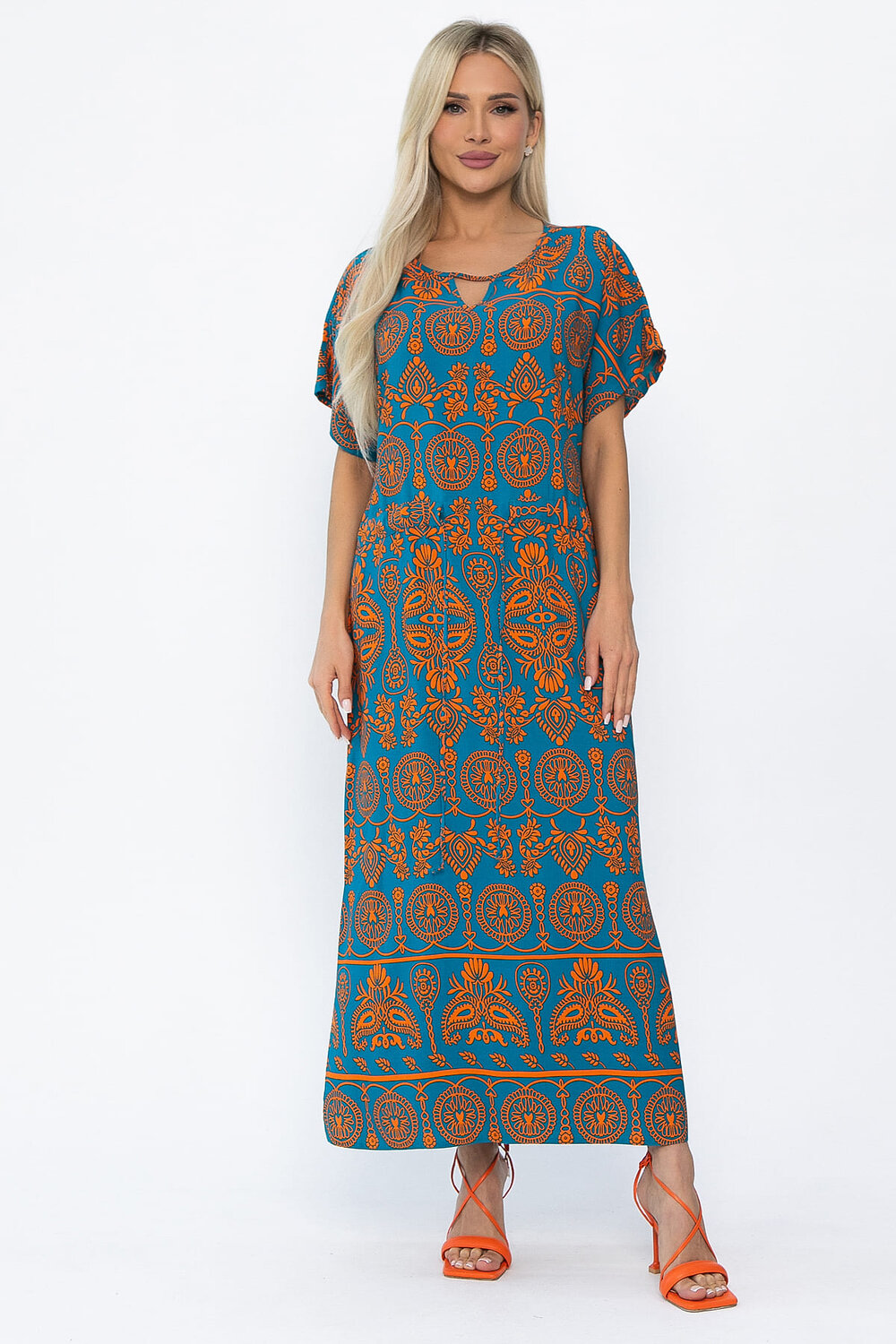 LT Collection Платье 589707 П15347-5М синий/оранжевый