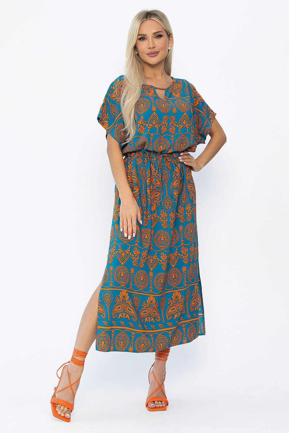 LT Collection Платье 589707 П15347-5М синий/оранжевый