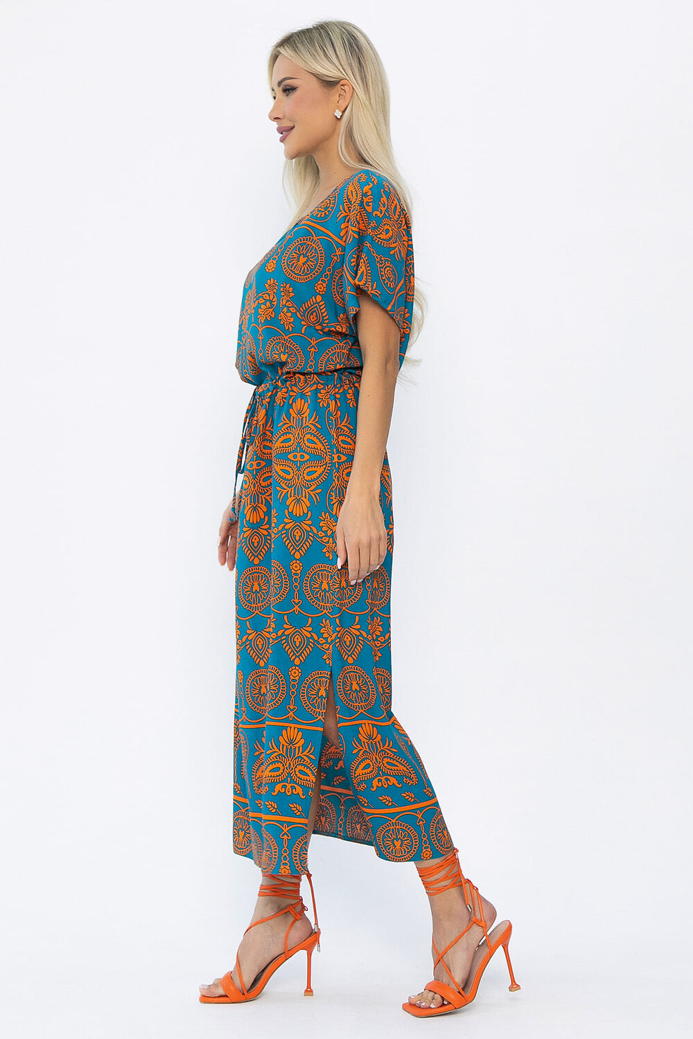 LT Collection Платье 589707 П15347-5М синий/оранжевый