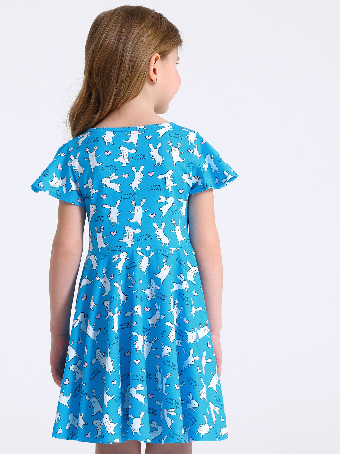Апрель Платье 589797 1ДПК5118001н белые кролики на бирюзе