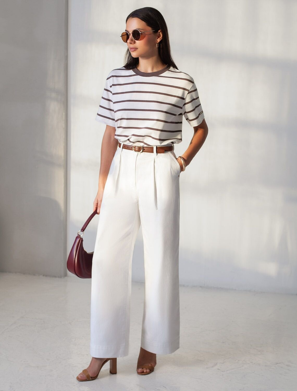 VILATTE Футболка 589802 D49.144 белый-кофе