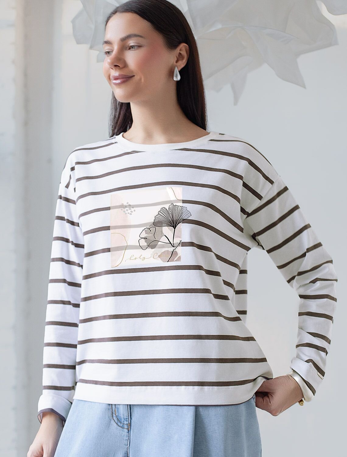 VILATTE Джемпер 589804 D49.148 белый-кофе_пастель