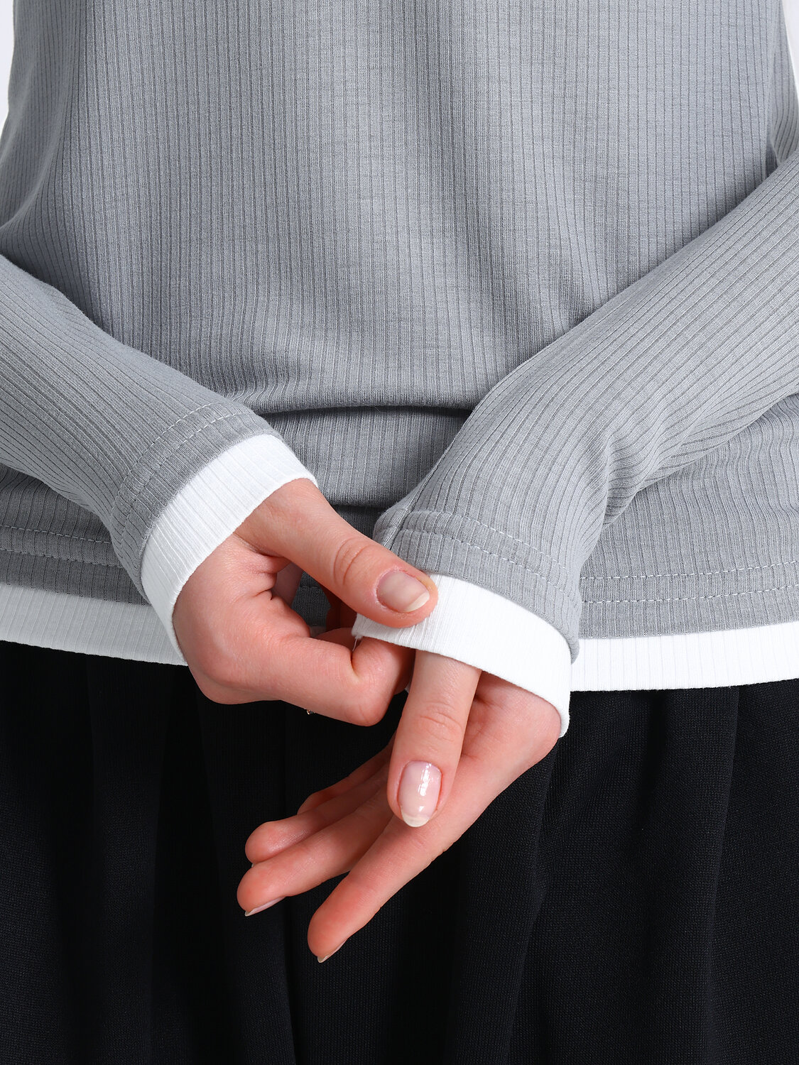 Апрель Лонгслив 590078 1ЖДЛД4616323 серый+белый