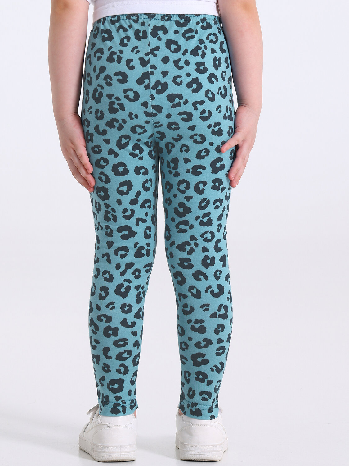 Апрель Легинсы 590086 2ДРЛ5641001н котики аниме на розовом+темно-бирюзовый леопард на бирюзовом