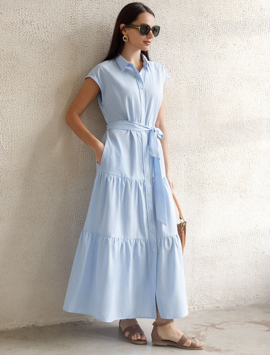 VILATTE Платье 590301 D22.265 голубой-белый