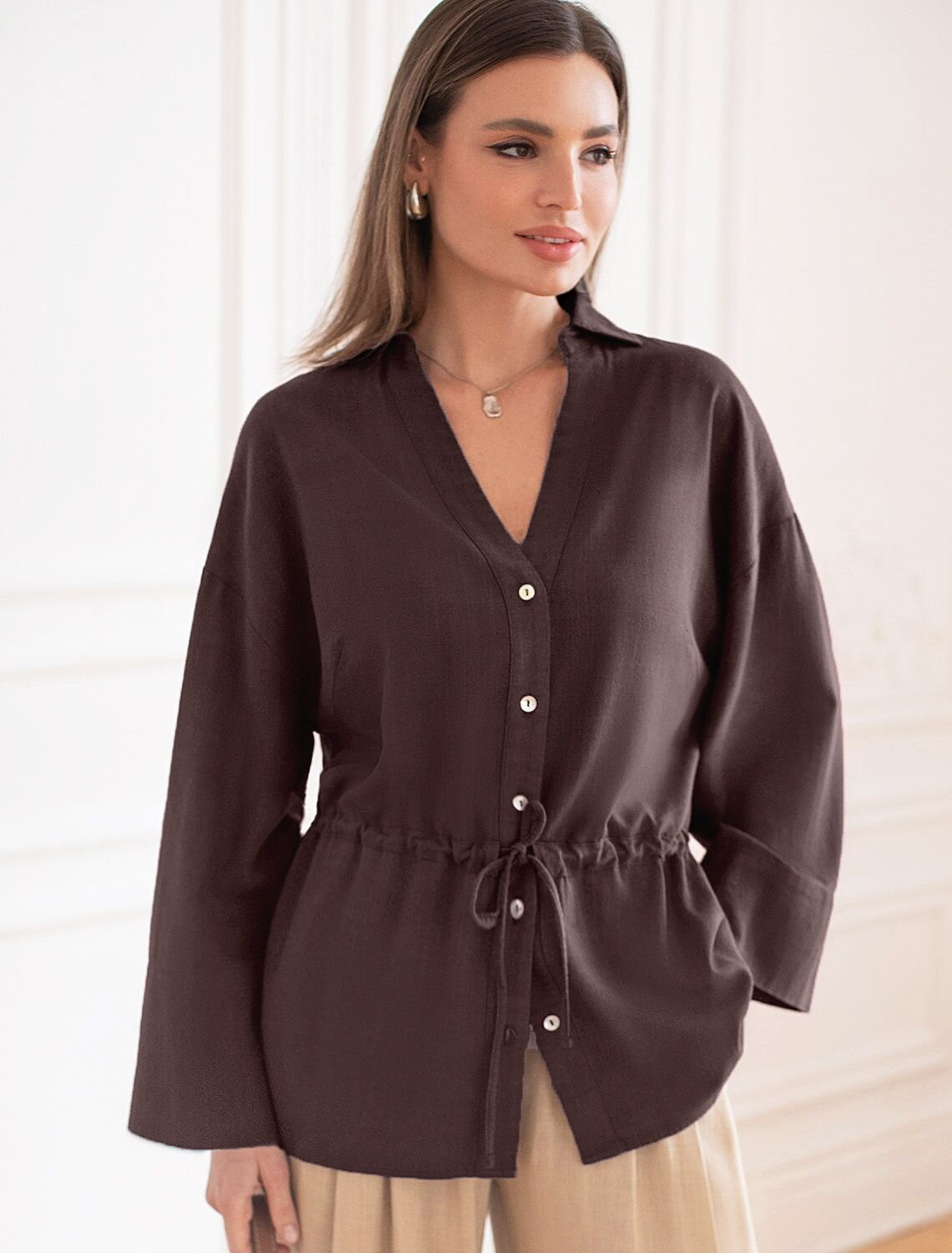 VILATTE Блузка 590356 D29.345 коричневый