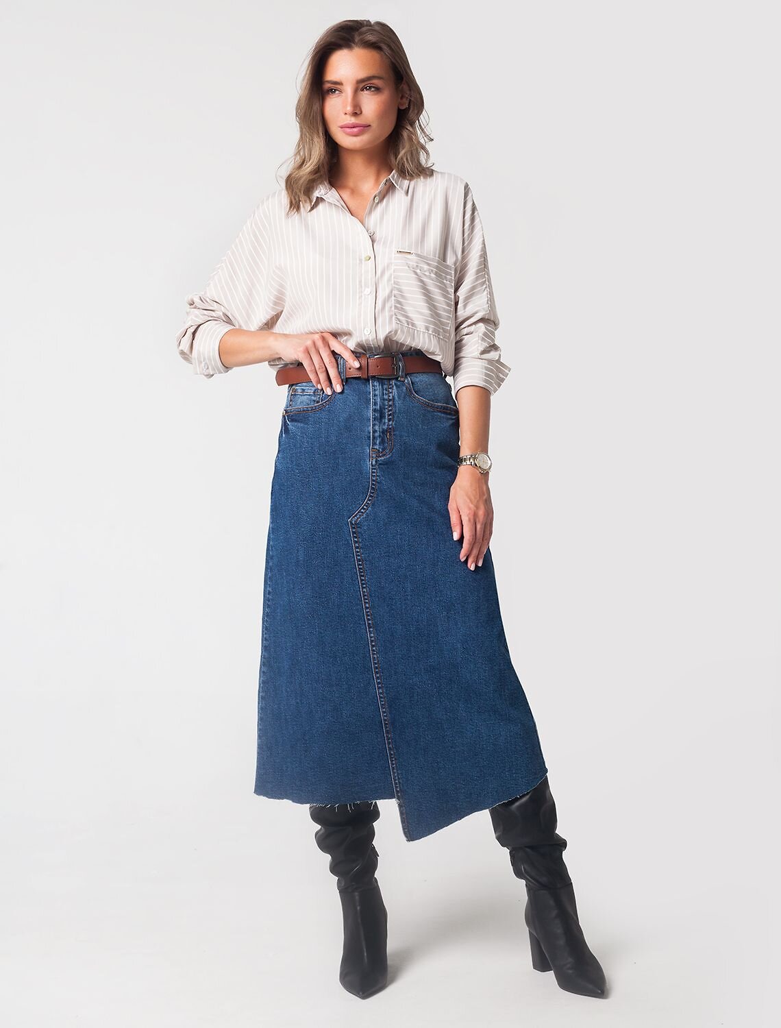 VILATTE Юбка 590369 D56.089 темно-синий