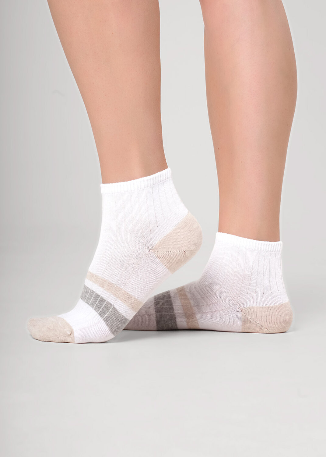 CLEVER Носки 590465 Д5603 белый/меланж св.бежевый