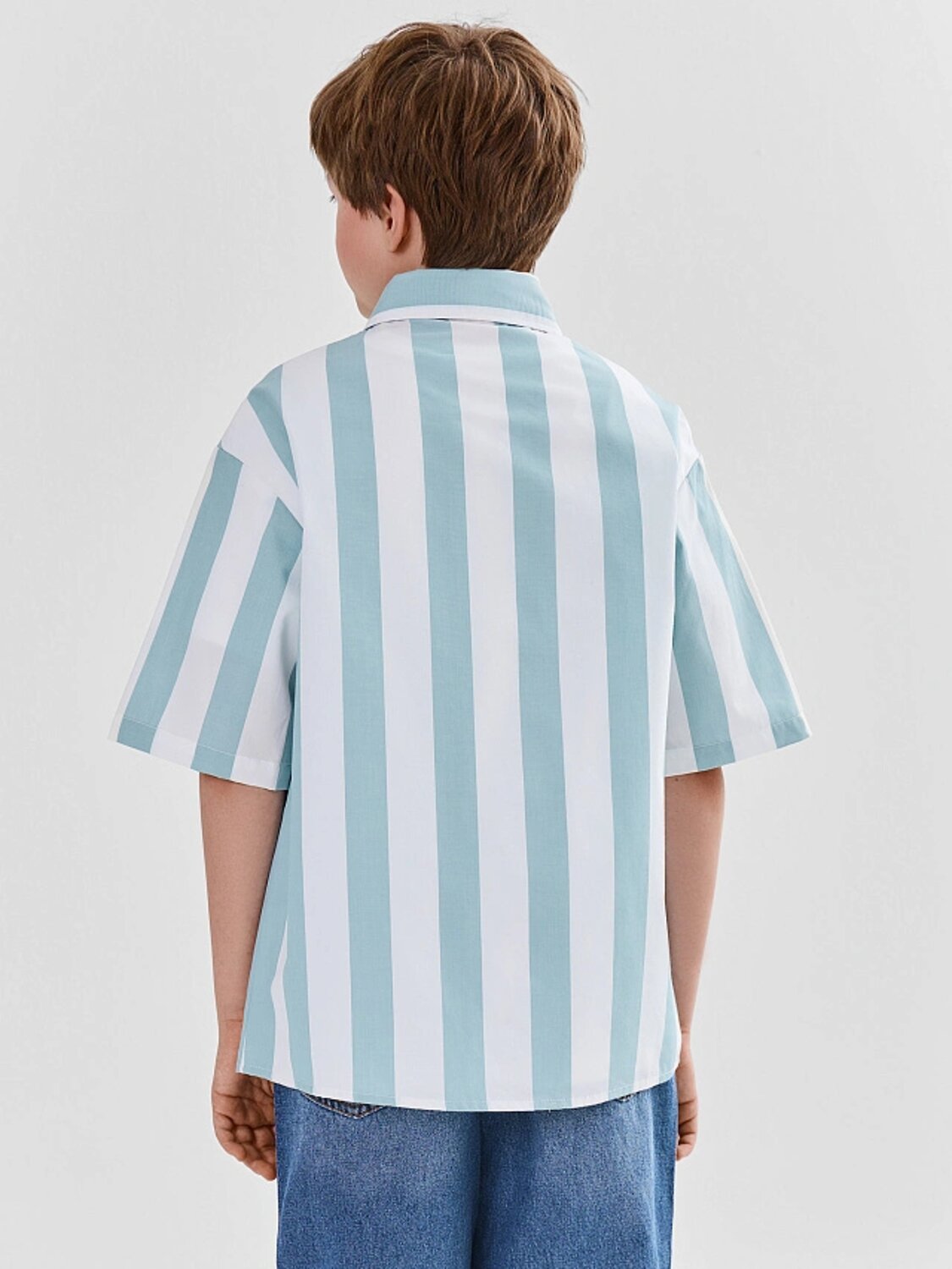 MARK FORMELLE Рубашка 590557 113456-1 белая полоска на пыльной бирюзе