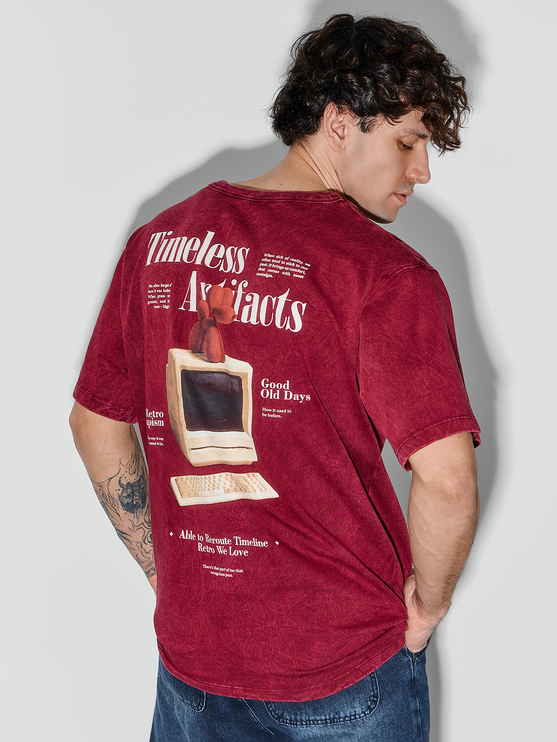 MARK FORMELLE Футболка 590633 111875 ACID WASH портвейн +печать