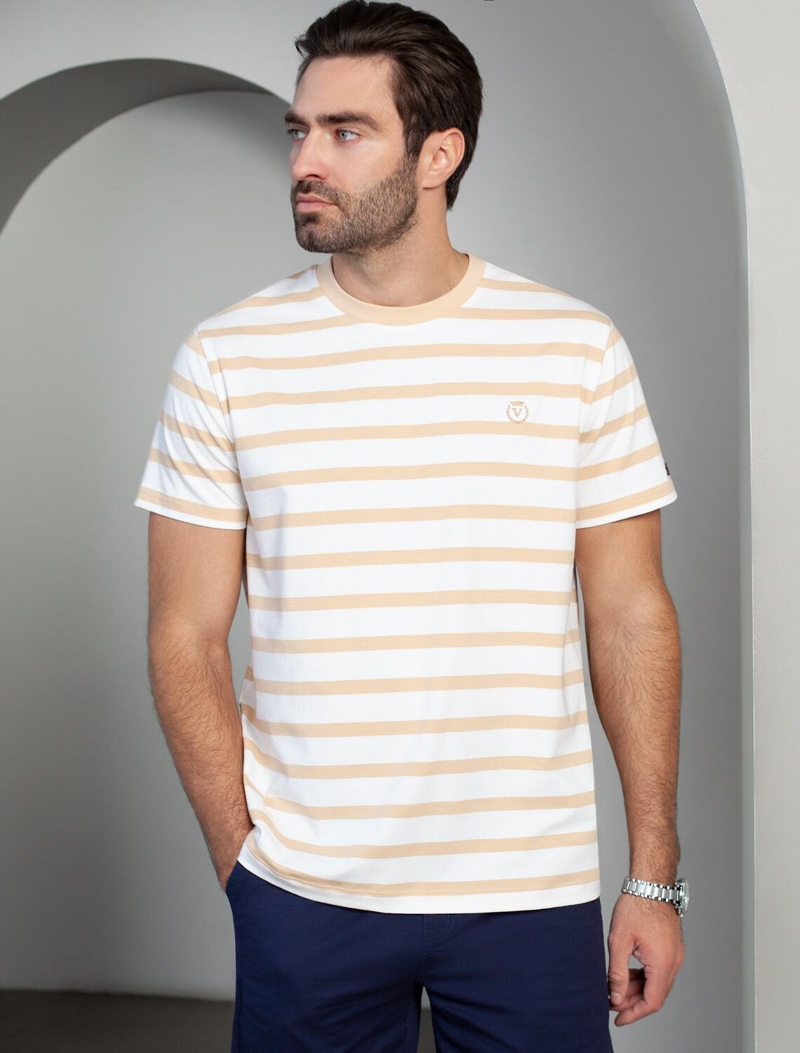 VILATTE Футболка 590889 U49.024 белый-бежевый